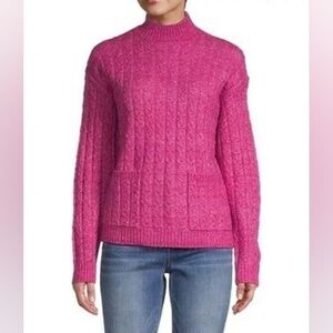 NEW ST JOHNS BAY fuscia crew sweater S